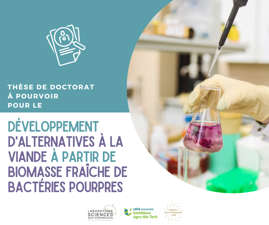 Offre d'emploi-Thèse de doctorat-Bascteries pourpres-porjet proteboost-laboratoire de sciences gastronomiques-smart gastronomy lab - gembloux agro bio tech- universite de liege